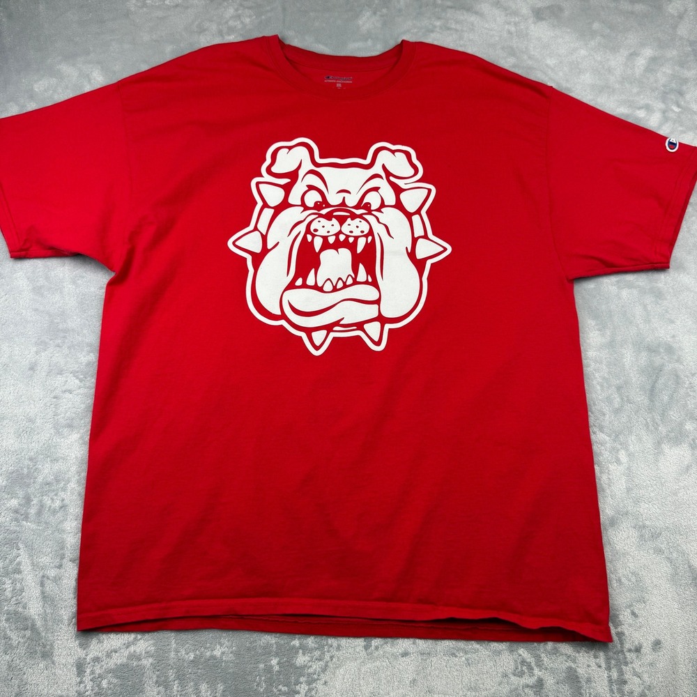 Champion Fresno State Bulldogs Red T-Shirt XL Huge Graphic Print Big Head‎